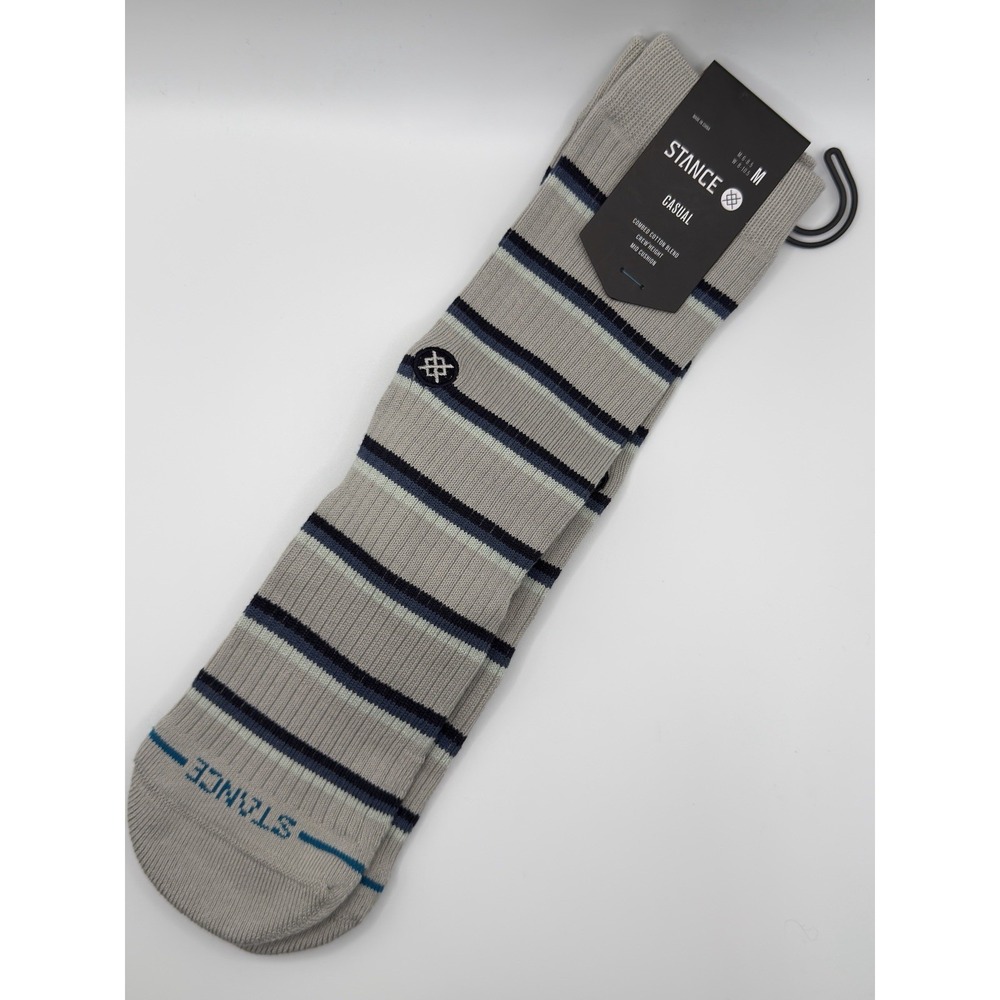 Stance Multistripe Ribbed Crew Socks Grey A556D25MUL-GRY Mens M NWT
